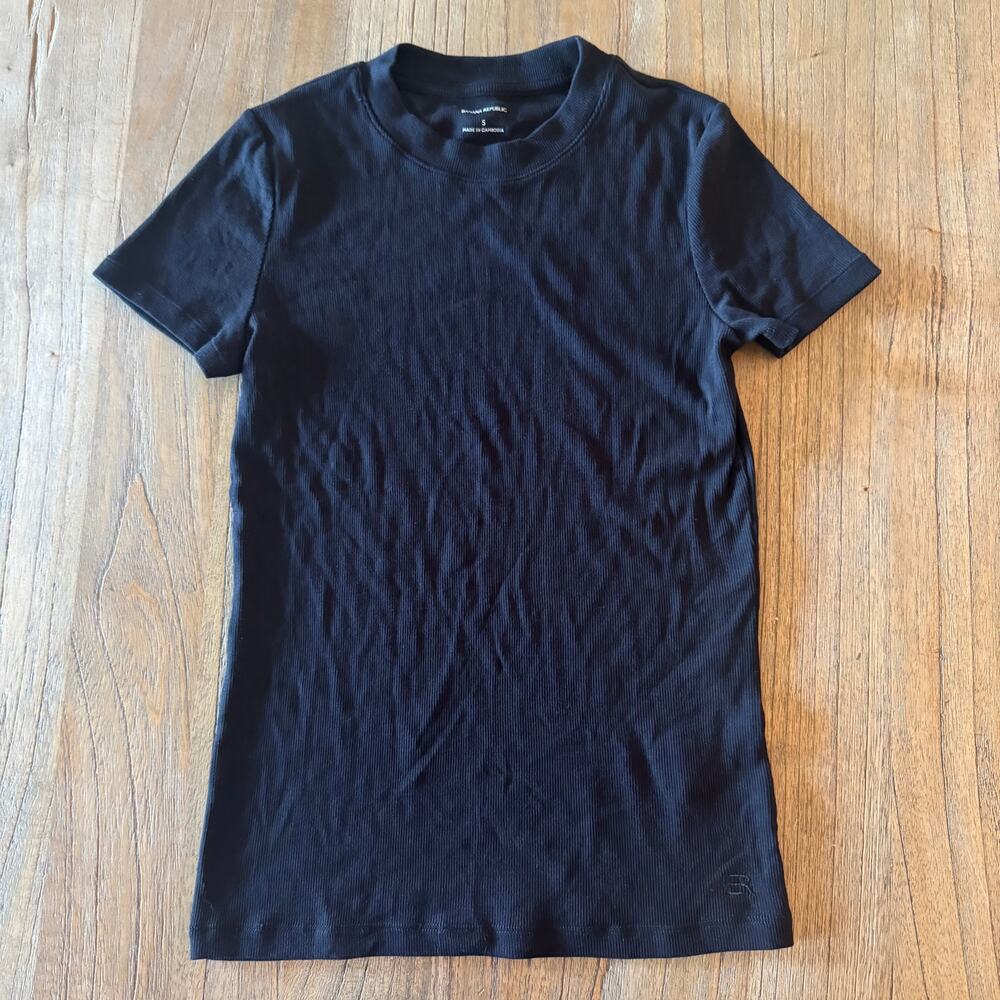 Banana Republic Womens Black Ribbed T-shirt - Size S